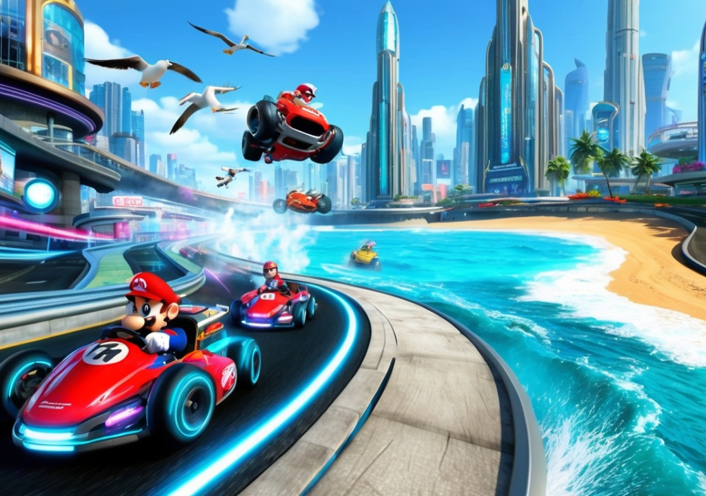 South Sea Chronicles: Racing Urban Skies and Coastal Tides in Mario Kart World