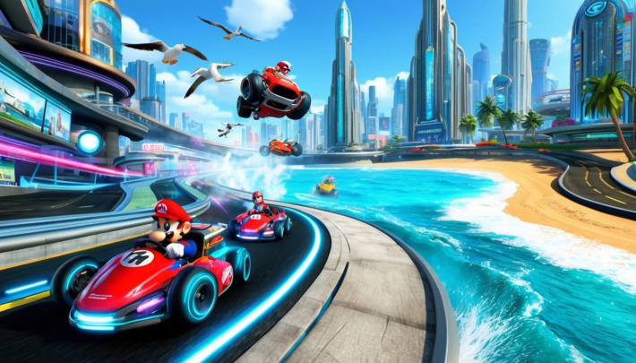 South Sea Chronicles: Racing Urban Skies and Coastal Tides in Mario Kart World